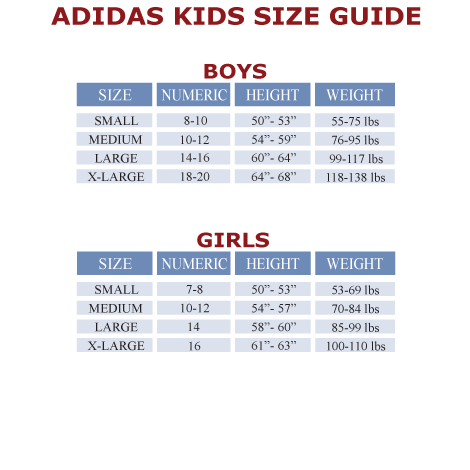 Adidas Youth Size Chart Shoes